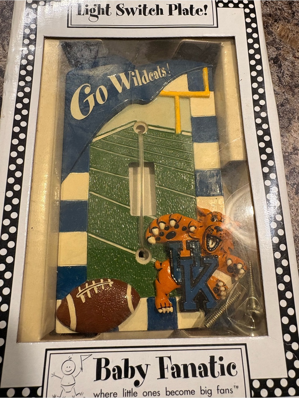 Baby Fanatic Blue, Green & Orange Wildcats Football Light Switch Plate